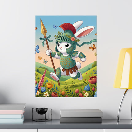 🐇⚔️ Rabbit Gladiator Matte Vertical Poster – Courage, Adventure & Meadow Heroics