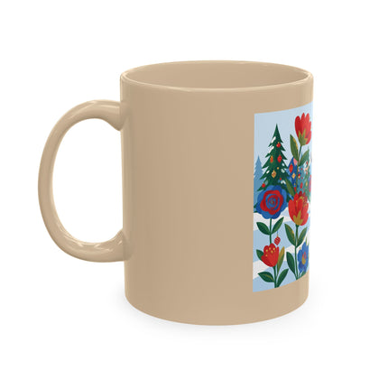 🌹🎄 The Lady Of The Holiday Roses Ceramic Mug – Art Deco Christmas Elegance