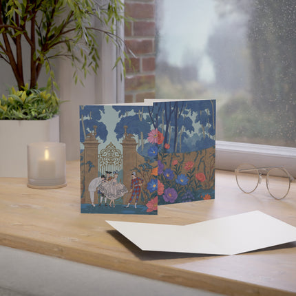 🎭🌸 The Harlequin Garden Gathering Greeting Card – Art Deco Masquerade Elegance