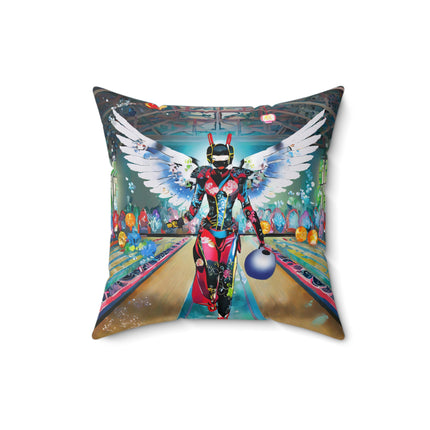 Samurai Robot Angels Spun Polyester Square Pillow