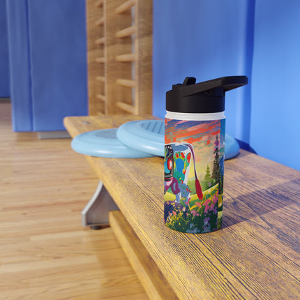 Cyber Glitch Cow Stainless Steel Water Bottle