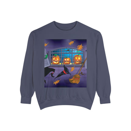 Whimsical Halloween Mischief Unisex Garment-Dyed Sweatshirt