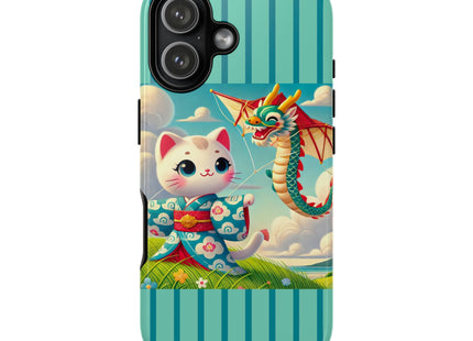 Geisha Kitten and the Dragon Kite Phone Cases