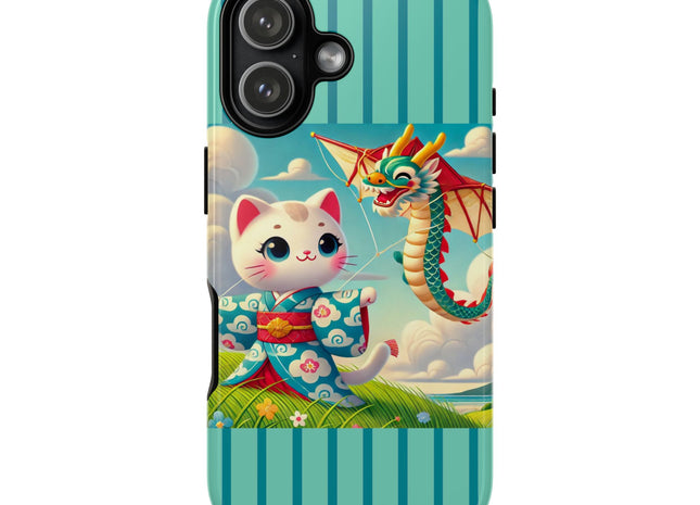 Geisha Kitten and the Dragon Kite Phone Cases