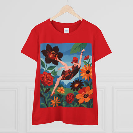 🌺✨ The Lady In The Fabulous Flowers Cotton Tee – Art Deco Floral Fantasy