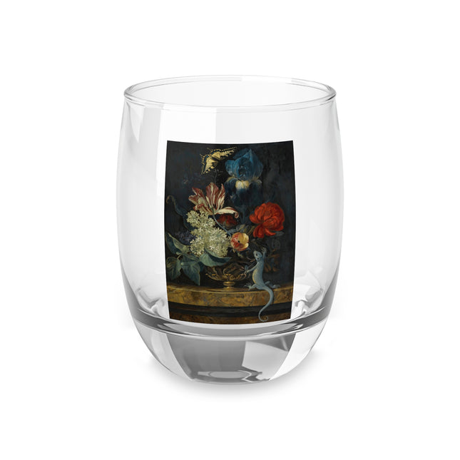 A Still Life With Tulips and Other Flowers in a Vase on a Marble Ledge by Willem van Aelst Whiskey Glass