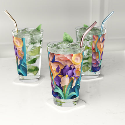 The Elegant Iris Flower Glass, 16oz