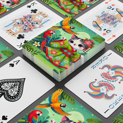 Parrot Dance of the Geisha Kitten Playing Cards