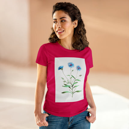 Blue Strawflower by Anselmus Boëtius de Boodt Women's Midweight Cotton Tee