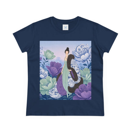 💜🌸 The Lavender Porcelain Garden Cotton Tee – Art Deco Fashion Elegance