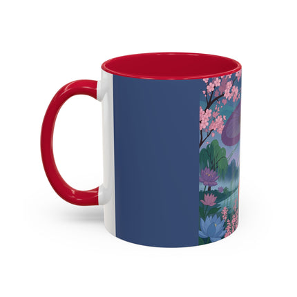 The Lady Of The Cherry Blossoms Colorful Mugs – Art Deco Spring Elegance