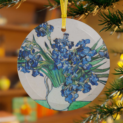Irises by Vincent Van Gogh Glass Ornament