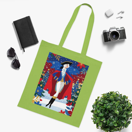 🎄🎭 The Christmas Masquerade Lady Cotton Tote Bag – Art Deco Holiday Glamour