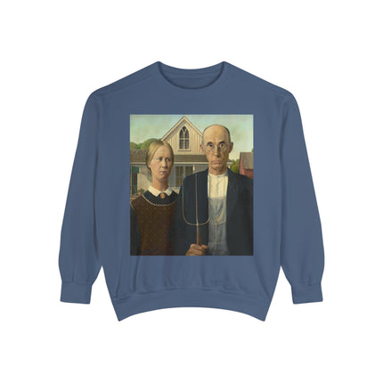 American Gothic by Grant Wood Unisex Garment-Dyed Sweatshirt