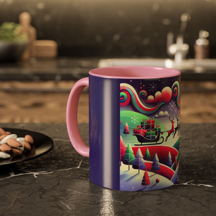 Festive Reindeer Flight Colorful Mugs (11oz, 15oz)