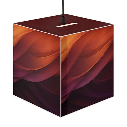 Wave Pattern with Intertwined Hues of Orange, Rose, Maroon, and Purple Light Cube Lamp