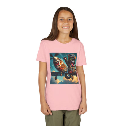 Parachuting Cat Commando Youth Short Sleeve Tee