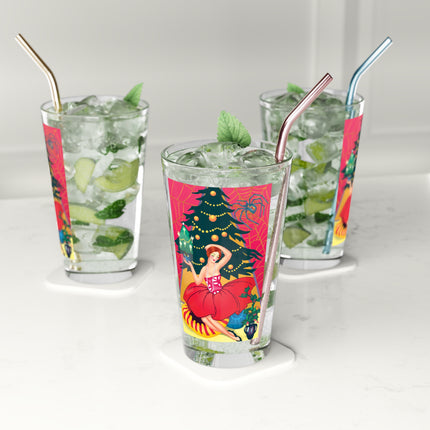 Art Deco Christmas Enchantment  Glass, 16oz