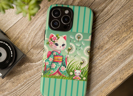 Geisha Kitten and the Dandelion Phone Cases