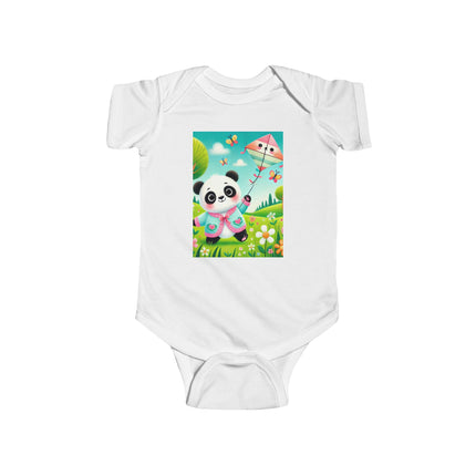 Breezy Meadow Playtime Baby Bodysuit – Panda Kite Spring Design