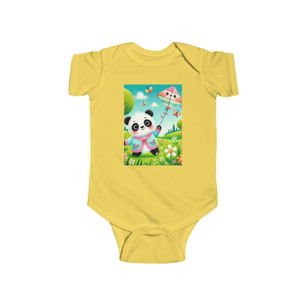 Breezy Meadow Playtime Baby Bodysuit – Panda Kite Spring Design