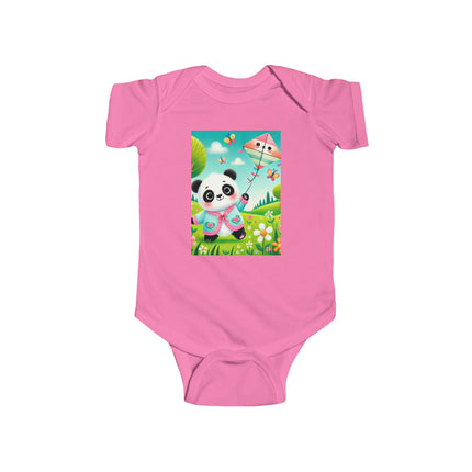 Breezy Meadow Playtime Baby Bodysuit – Panda Kite Spring Design
