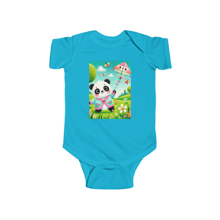 Breezy Meadow Playtime Baby Bodysuit – Panda Kite Spring Design