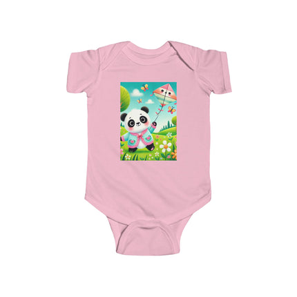 Breezy Meadow Playtime Baby Bodysuit – Panda Kite Spring Design