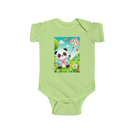 Breezy Meadow Playtime Baby Bodysuit – Panda Kite Spring Design