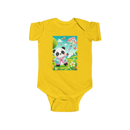 Breezy Meadow Playtime Baby Bodysuit – Panda Kite Spring Design