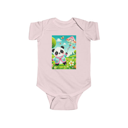 Breezy Meadow Playtime Baby Bodysuit – Panda Kite Spring Design