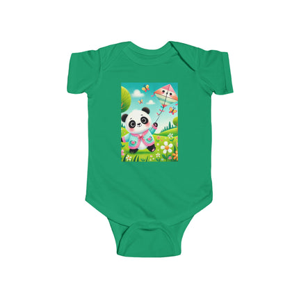 Breezy Meadow Playtime Baby Bodysuit – Panda Kite Spring Design