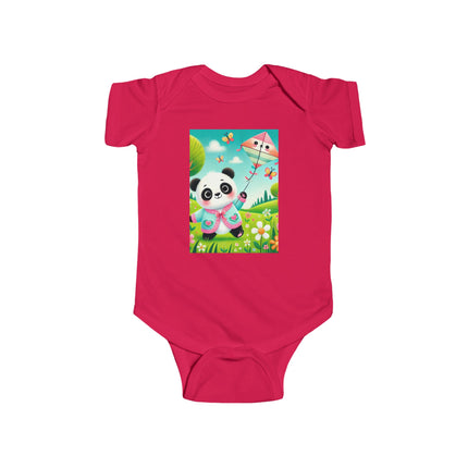 Breezy Meadow Playtime Baby Bodysuit – Panda Kite Spring Design