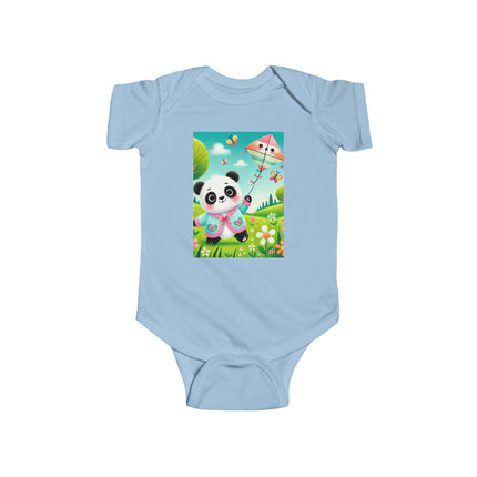 Breezy Meadow Playtime Baby Bodysuit – Panda Kite Spring Design