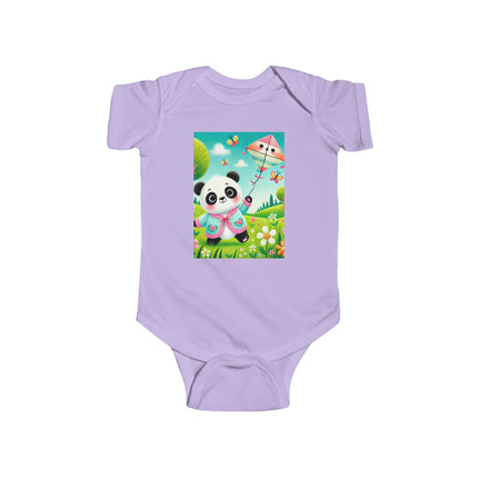 Breezy Meadow Playtime Baby Bodysuit – Panda Kite Spring Design