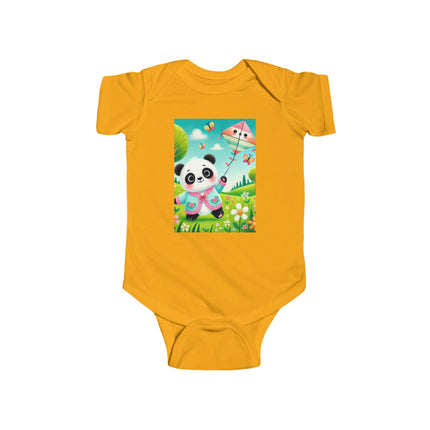 Breezy Meadow Playtime Baby Bodysuit – Panda Kite Spring Design