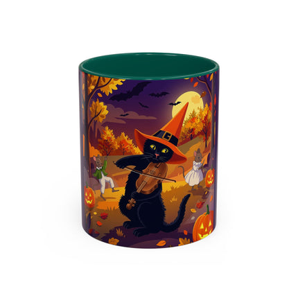 🐈‍⬛🎻 The Black Cat's Moonlit Melody Colorful Mug – Whimsical Halloween Music