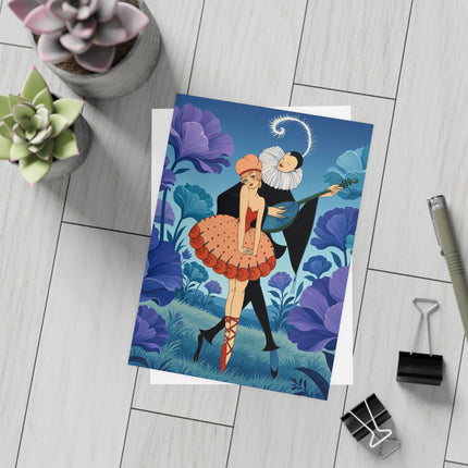 🎭🌺 The Garden Duet Postcards With Envelopes – Art Deco Musical Whimsy