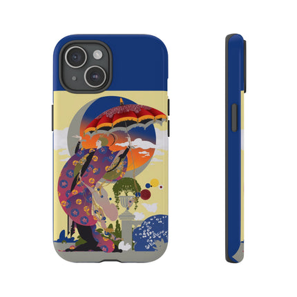 Parasol Sunset Geisha Phone Case – Elegant Twilight Grace