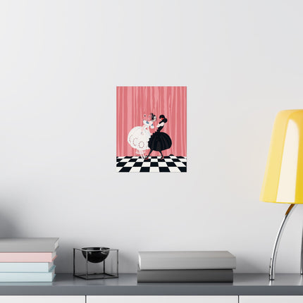 🎭🖤 The Ladies Of The Midnight Masquerade Matte Vertical Poster – Art Deco Fashion Illustration