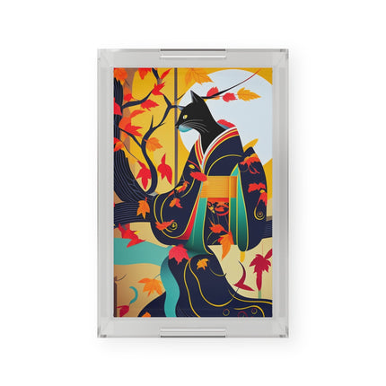 Black Cat in Kimono Acrylic Serving Tray