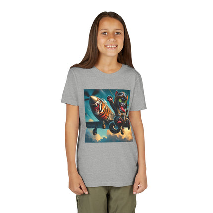 Parachuting Cat Commando Youth Short Sleeve Tee