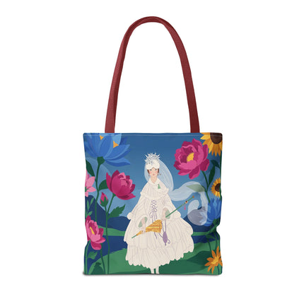🌸👑 The Lady Of The Enchanted Flower Crown Tote Bag – Art Deco Garden Fantasy