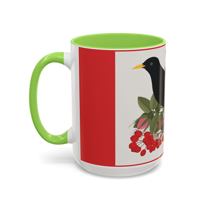 Blackbird & Rose Colorful Mugs – Timeless Elegance & Nature's Harmony