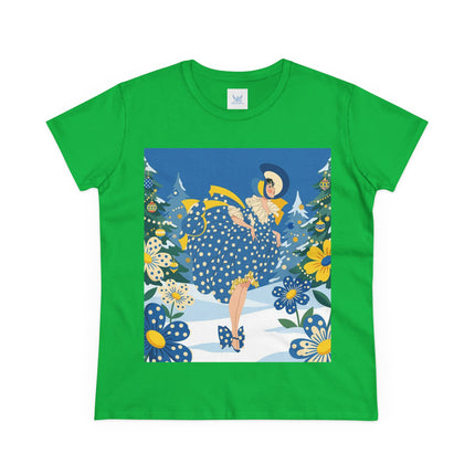 ❄️💙 The Bluebell Christmas Promenade Cotton Tee – Art Deco Holiday Elegance