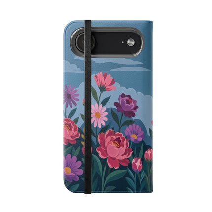 🌸☁️ The Lady Among The Giant Flowers Flip Case – Art Deco Floral Fantasy