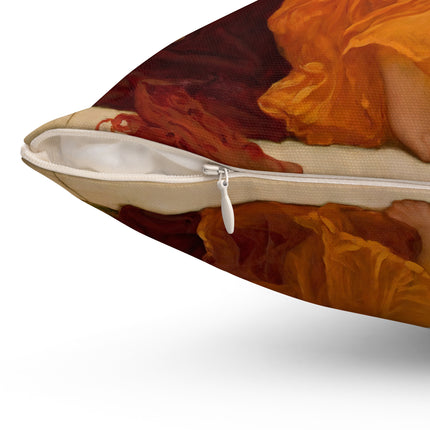 Flaming June by Frederic Leighton Spun Polyester Square Pillow