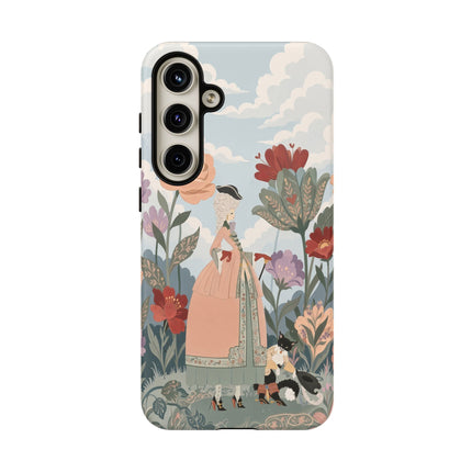 🌹🐈 The Lady And Puss In Boots Phone Case – Art Deco Floral Whimsy
