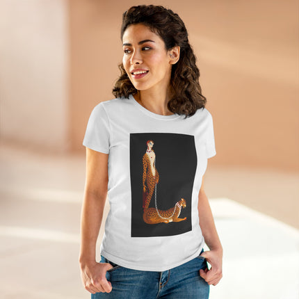 Leopard Queen Women's Midweight Cotton Tee – Exotic Glamour & Timeless Elegance
