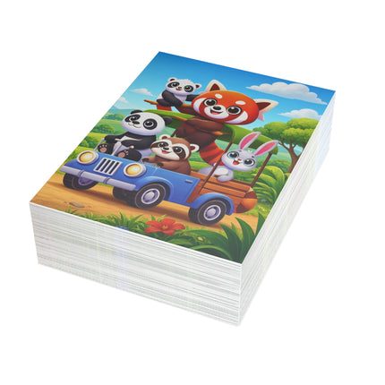 🐼🚙 The Great Garden Road Trip Greeting Card – Whimsical Animal Adventure